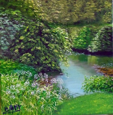 Peinture intitulée "vert et eau" par Benjamin Petit, Œuvre d'art originale, Acrylique