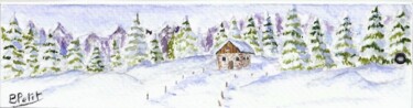 Painting titled "Marque Page hiver M…" by Benjamin Petit, Original Artwork, Watercolor