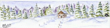 Pintura intitulada "Marque Page hiver M…" por Benjamin Petit, Obras de arte originais, Aquarela