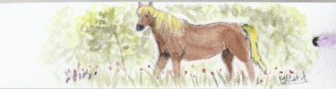 Painting titled "Cheval 1" by Benjamin Petit, Original Artwork, Watercolor