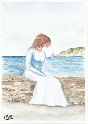 "La femme et la mer" başlıklı Tablo Benjamin Petit tarafından, Orijinal sanat, Suluboya