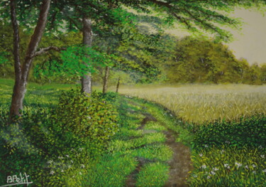 Peinture intitulée "Chemin de Campagne" par Benjamin Petit, Œuvre d'art originale, Acrylique