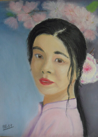 Peinture intitulée "Femme2 Asie" par Benjamin Petit, Œuvre d'art originale, Pastel