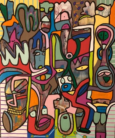 Картина под названием "ADN" - Benjamin Rezé, Подлинное произведение искусства, Акрил Установлен на Деревянная рама для носил…