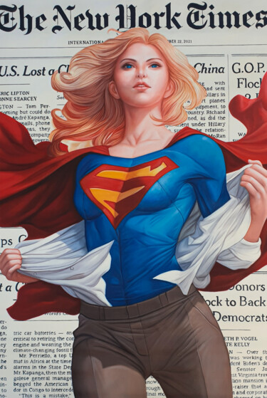 Painting titled "Woman of Steel - Su…" by Benjamin Spark, Original Artwork, Acrylic Mounted on Wood Stretcher frame
