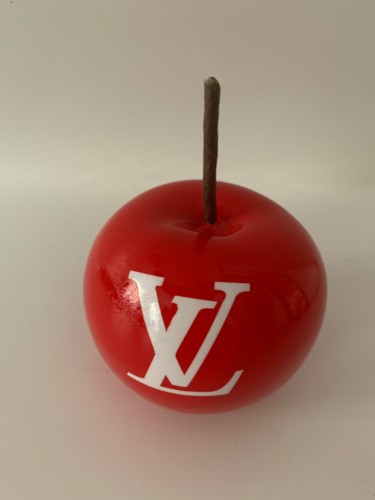 Scultura intitolato "Apple LV - red" da Benji, Opera d'arte originale, Resina