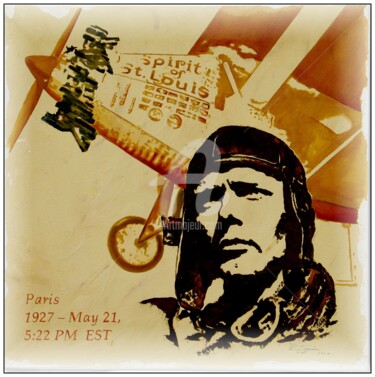 Malerei mit dem Titel "Charles Lindbergh" von Benno Fognini, Original-Kunstwerk, Acryl
