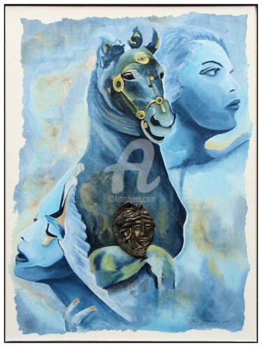 Painting titled "Mythology" by Benno Fognini, Original Artwork, Acrylic