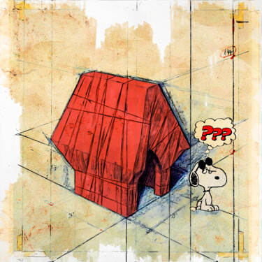 Digital Arts titled "Wrapped Snoopy House" by Benny Arte, Original Artwork, Digital Painting Mounted on Plexiglass