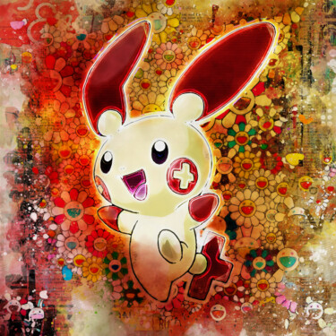 Malerei mit dem Titel "Pokemon : Plusle" von Benny Arte, Original-Kunstwerk, Digitale Malerei