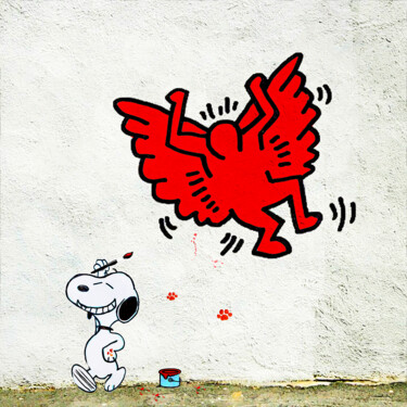 Malerei mit dem Titel "Keith Haring, Snoop…" von Benny Arte, Original-Kunstwerk, Digitale Malerei