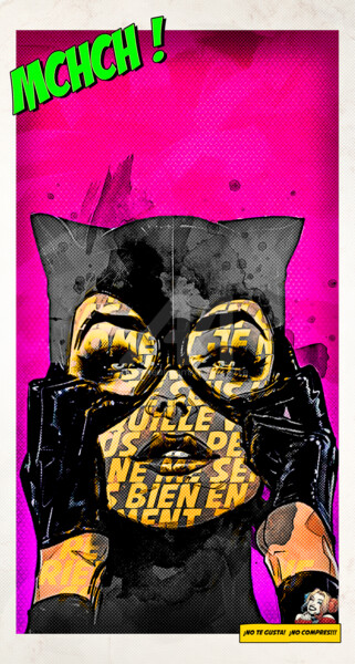 Collages intitulée "CATWOMAN MCHCH" par Benny Arte, Œuvre d'art originale, Pastel