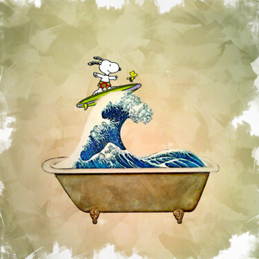 Schilderij getiteld "Snoopy: Extrême Lim…" door Benny Arte, Origineel Kunstwerk, Aquarel