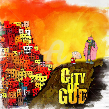 Rysunek zatytułowany „City of God” autorstwa Benny Arte, Oryginalna praca, Kolaż cyfrowy
