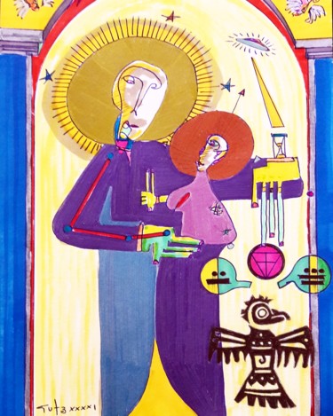 Dibujo titulada ""madonna"" por Benny Gutz, Obra de arte original, Rotulador
