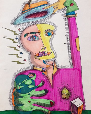 Drawing titled ""high roller"" by Benny Gutz, Original Artwork, Ballpoint pen