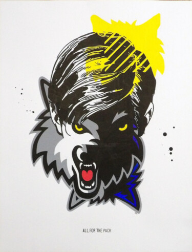 Peinture intitulée "ALL FOR THE PACK" par Benny The Kid, Œuvre d'art originale, Acrylique