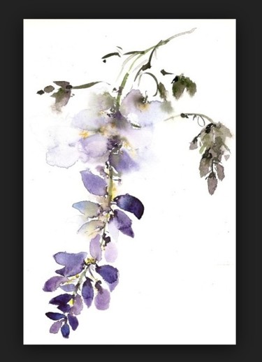 Painting titled "Glycine" by Benoit Boniface, Original Artwork, Watercolor