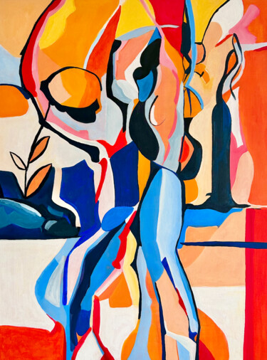 Painting titled "La Danse" by Benoit Boutoille, Original Artwork, Acrylic Mounted on Wood Stretcher frame