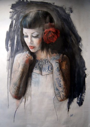 Peinture intitulée "tatou" par Benoit Dabin, Œuvre d'art originale, Huile