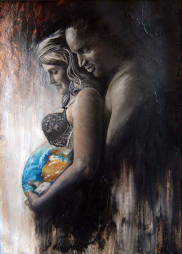 Картина под названием "terre fragile" - Benoit Dabin, Подлинное произведение искусства, Масло