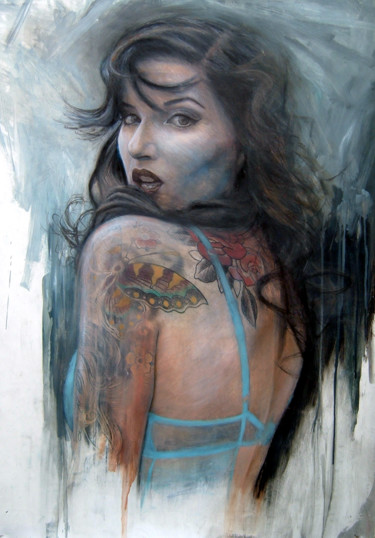 Pintura titulada "pin up" por Benoit Dabin, Obra de arte original, Oleo