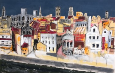 Peinture intitulée "ma ville d'Arles" par René Benoît Galifer, Œuvre d'art originale, Acrylique