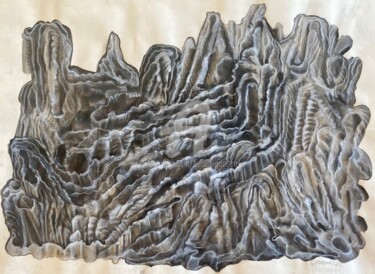 「Mont Sion」というタイトルの描画 Benoît Girodonによって, オリジナルのアートワーク, グワッシュ水彩画