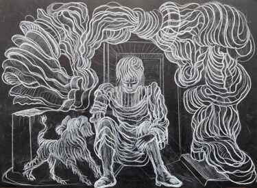 Tekening getiteld "frange" door Benoît Girodon, Origineel Kunstwerk, Potlood