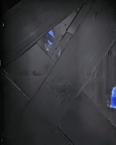 Painting titled "Noir & Bleu" by Benoît Guérin, Original Artwork, Acrylic Mounted on Wood Stretcher frame