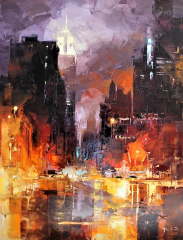 Painting titled "Dans la nuit. N.Y" by Benoit Havard, Original Artwork