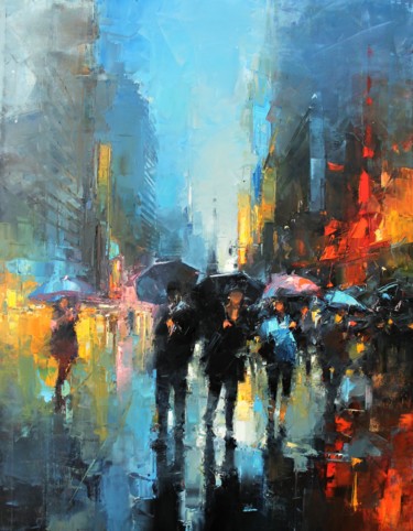 Pittura intitolato "Sous la pluie" da Benoit Havard, Opera d'arte originale