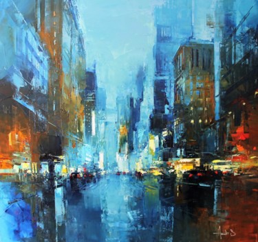 Painting titled "Blue Manhattan" by Benoit Havard, Original Artwork