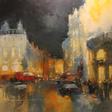 Peinture intitulée "Londres la nuit" par Benoit Havard, Œuvre d'art originale, Huile