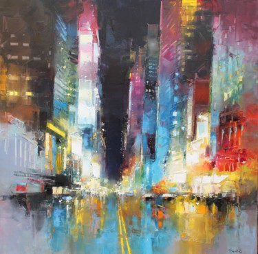 Painting titled "Avenue sur New York" by Benoit Havard, Original Artwork
