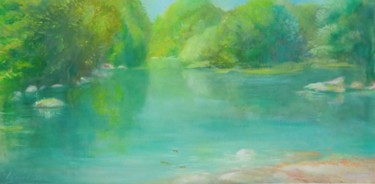 Peinture intitulée "Turquoise river" par Benoit Lefèvre, Œuvre d'art originale, Huile