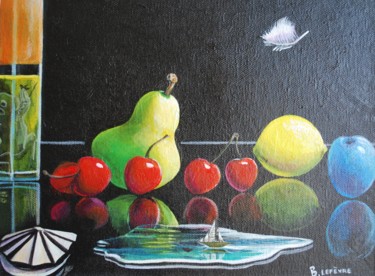 Pittura intitolato "Nature morte à la p…" da Benoit Lefèvre, Opera d'arte originale