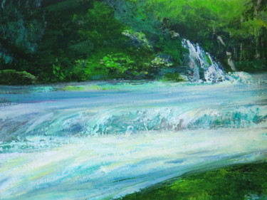 Pintura intitulada "Verte Cascade" por Benoit Lefèvre, Obras de arte originais, Acrílico