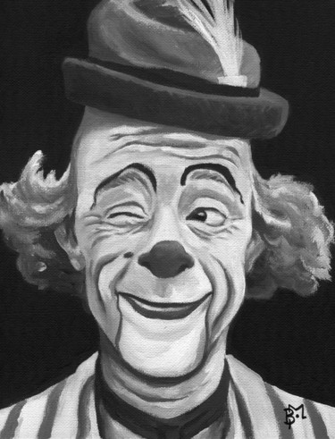 Malerei mit dem Titel "Clown" von Benoit Meurzec, Original-Kunstwerk, Acryl