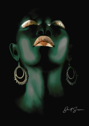 Arts numériques intitulée "Green queen" par Benoit Serveau, Œuvre d'art originale, Peinture numérique