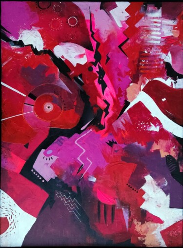 Peinture intitulée "Ambiance rouge" par Benoit Vinadelle, Œuvre d'art originale, Acrylique Monté sur Châssis en bois