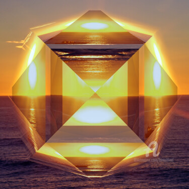 Digital Arts titled "SUN SET" by Benoit Beal (3enoit 3eal), Original Artwork, 3D Modeling Mounted on Plexiglass