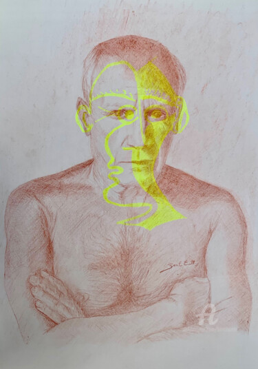 Zeichnungen mit dem Titel "Portrait de Pablo P…" von Benoit Beal (3enoit 3eal), Original-Kunstwerk, Bleistift Auf Keilrahmen…