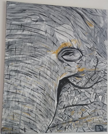 Peinture intitulée "Mon éléphant" par Benoit Delarette, Œuvre d'art originale, Acrylique Monté sur Châssis en bois
