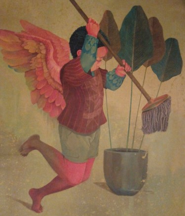 Pittura intitolato "An act of contrition" da Benedict Olorunnisomo, Opera d'arte originale, Acrilico