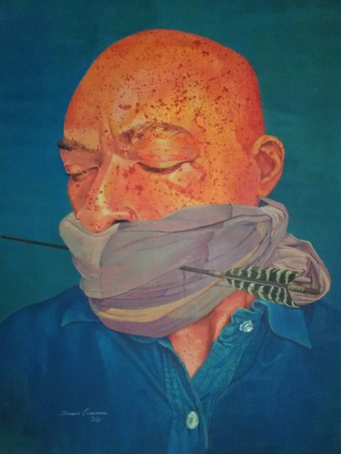 Pittura intitolato "Dying in silence" da Benedict Olorunnisomo, Opera d'arte originale, Acrilico