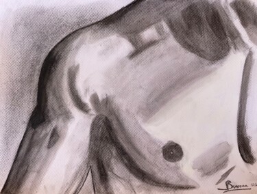 Dessin intitulée "16239 torse nu homme" par Benooaa, Œuvre d'art originale, Fusain