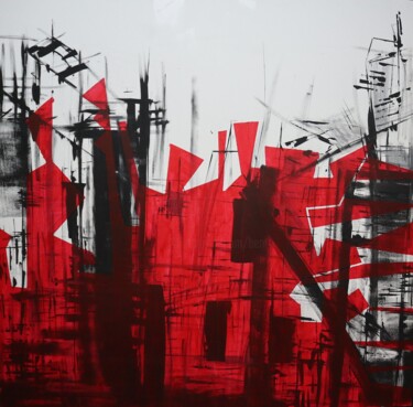 Painting titled "Un quartier en aban…" by Bent, Original Artwork, Acrylic Mounted on Wood Stretcher frame