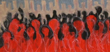 Painting titled "Foule fantômatique" by Bent, Original Artwork, Oil