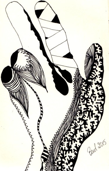 「Illustration-7」というタイトルの描画 Bentによって, オリジナルのアートワーク, インク